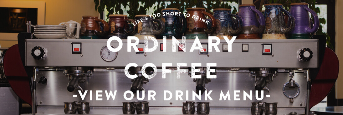 Ordinary coffee graphic with coffee machine background